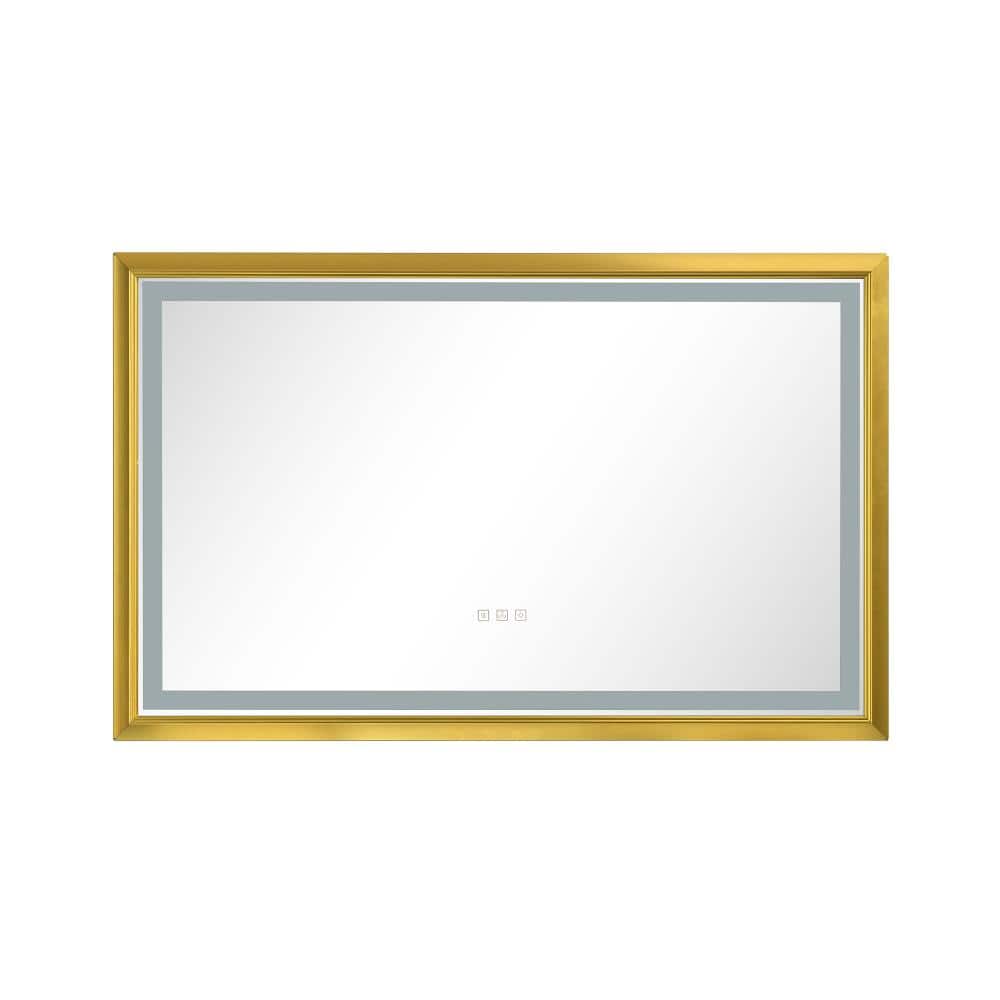 Avex 42 in. W x 24 in. H Rectangular Aluminum Framed LED Wall Bathroom Vanity Mirror in Gold price history on PriceWatchPro