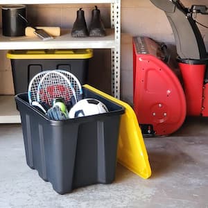 Durabilt 18 Gallon LLDPE Storage Container, Black Base with Yellow Lid, Set of 4