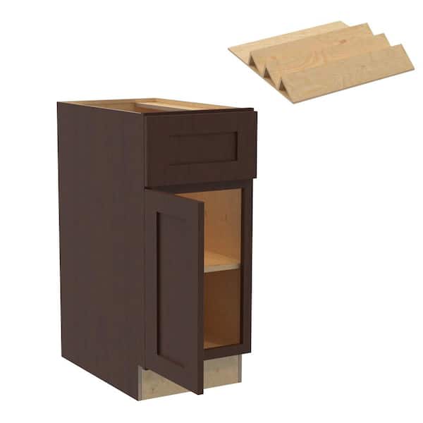 Home Decorators Collection Newport 15 in. W x 24 in. D x 34.5 in. H Assembled Plywood Base Kitchen Cabinet in Manganite with Spice Soft Close LH