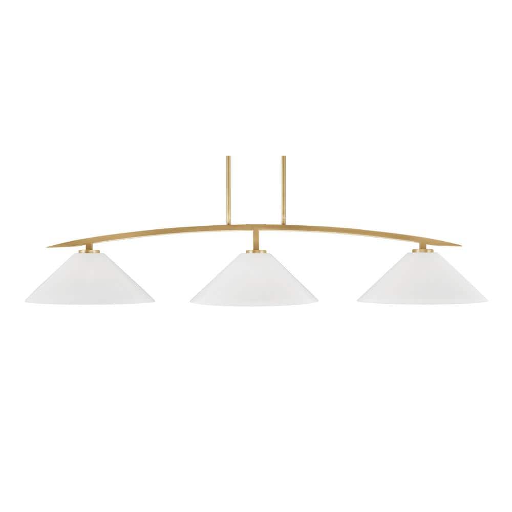 Siena 3-Light New Age Brass Billiard Light with 16 in. White Marble Glass S