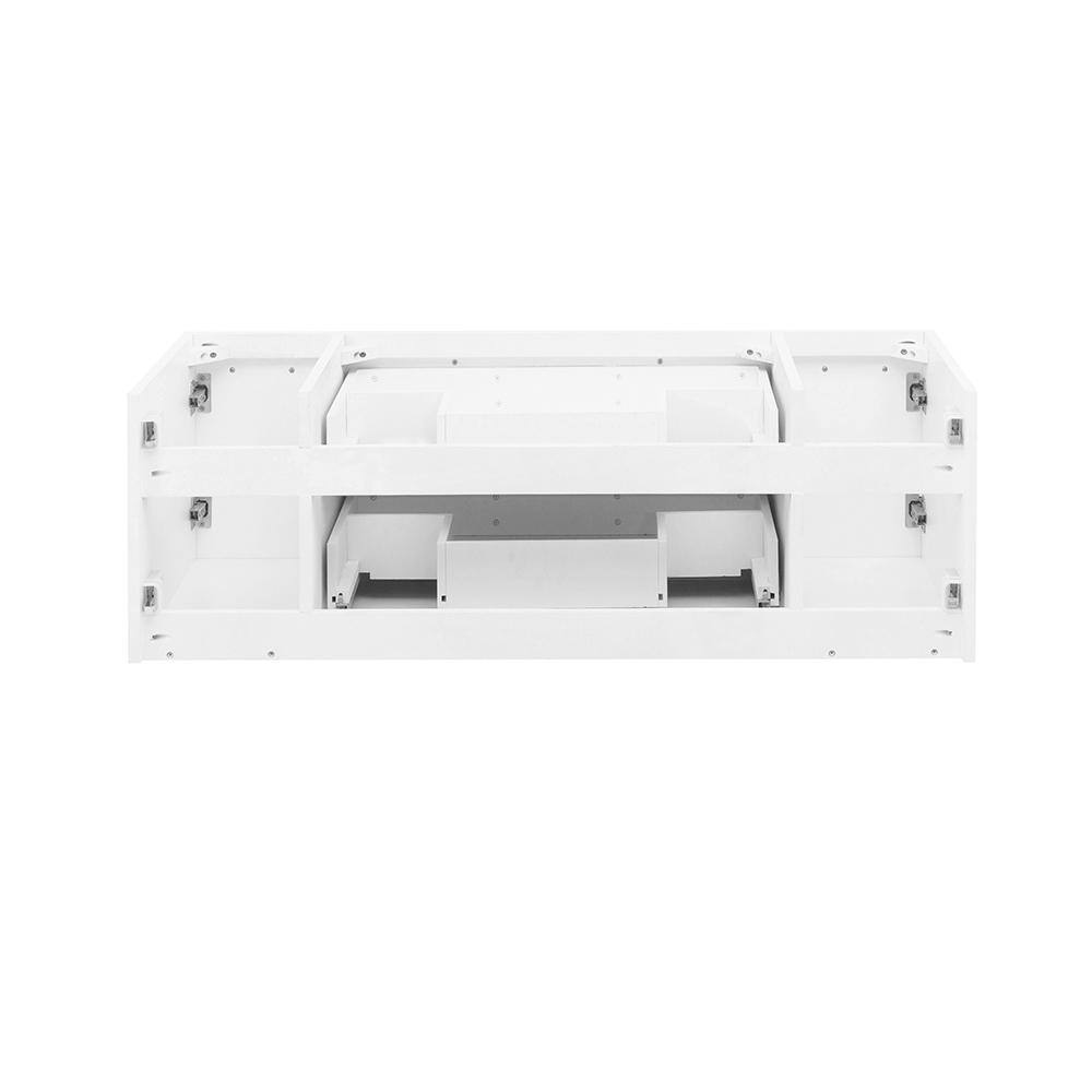 Lucera 48" White Wall-Mount Double Vessel Sink Vanity Base