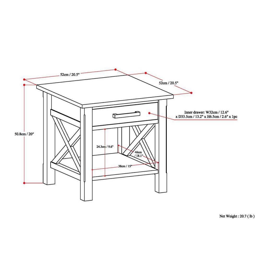 Medium Saddle Brown Wood and Metal Rectangular Side Table with Storage