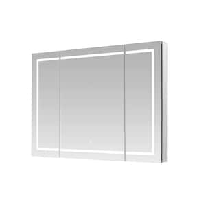 Royale Plus 40 in. W x 36 in. H Rectangular Medicine Cabinet with Mirror, Tri-View Door, LED Lighting, Mirror Defogger