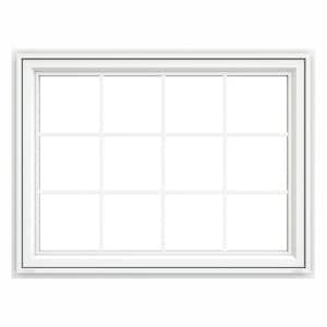 47.5 in. x 35.5 in. V-4500 Series White Vinyl Awning Window with Colonial Grids/Grilles