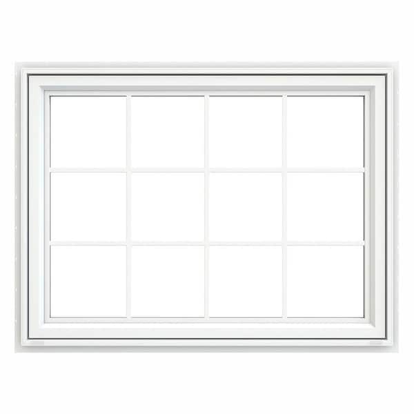 JELD-WEN 47.5 in. x 35.5 in. V-4500 Series White Vinyl Awning Window with Colonial Grids/Grilles