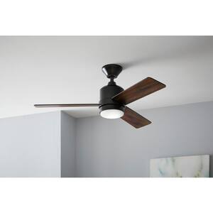 Castlegate 44 in. Indoor Integrated LED Matte Black Ceiling Fan with 3 Reversible Blades, Light Kit and Remote Control
