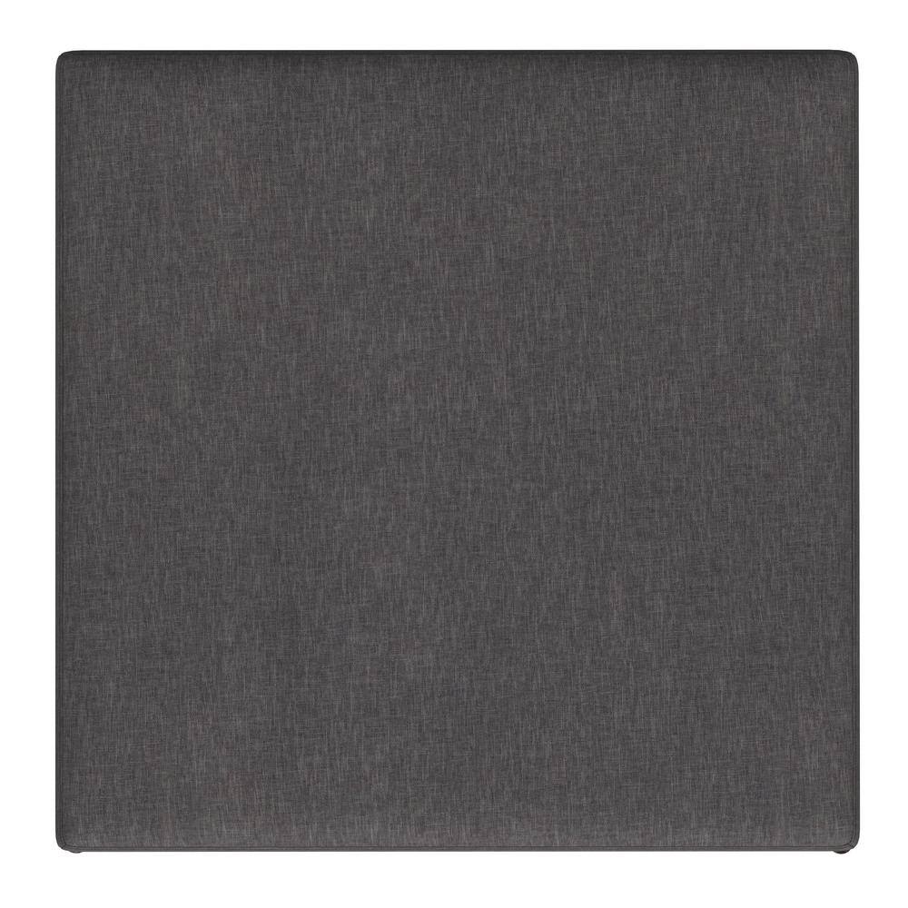 Slate Gray Linen Mid-Century Modern Storage Ottoman