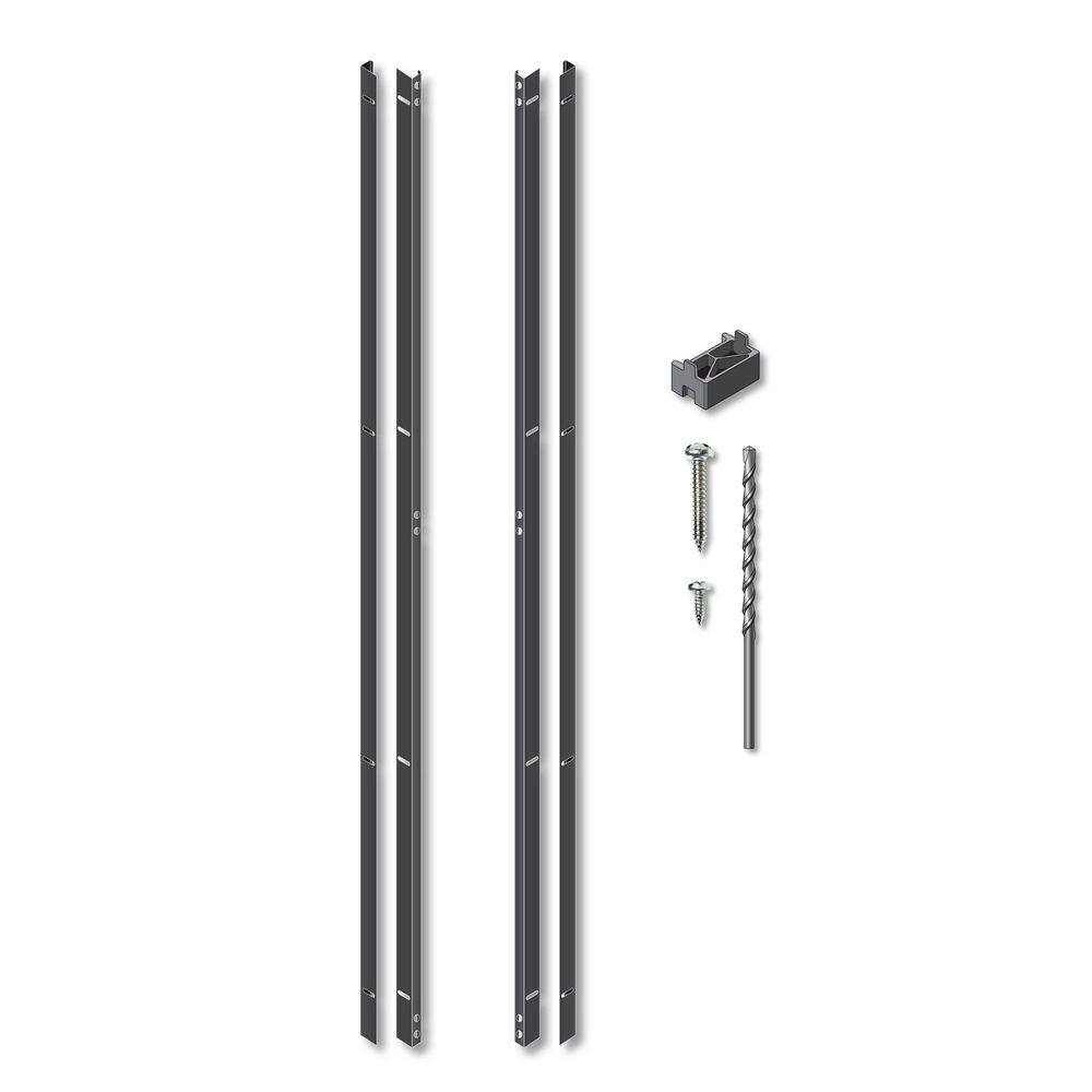 OUTDECO 72 in. Black Galvanized Steel Adjustable Slat Fence Frame Kit ...