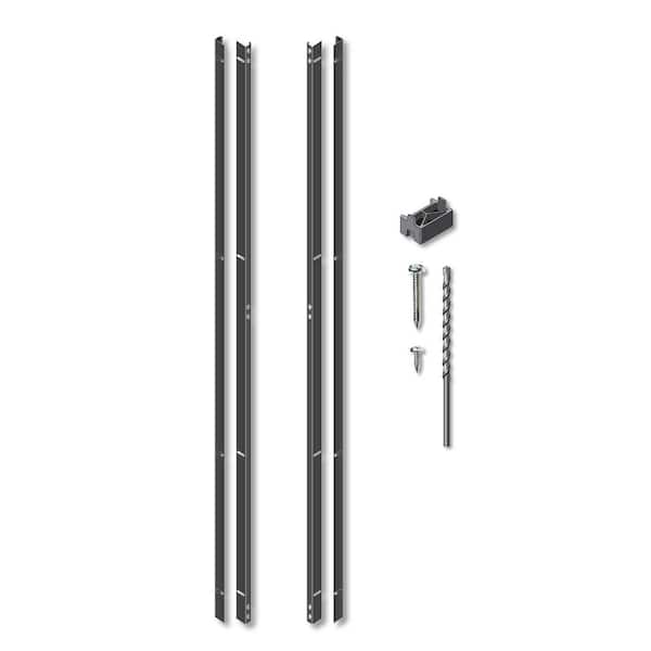 OUTDECO 72 in. Black Galvanized Steel Adjustable Slat Fence Frame Kit