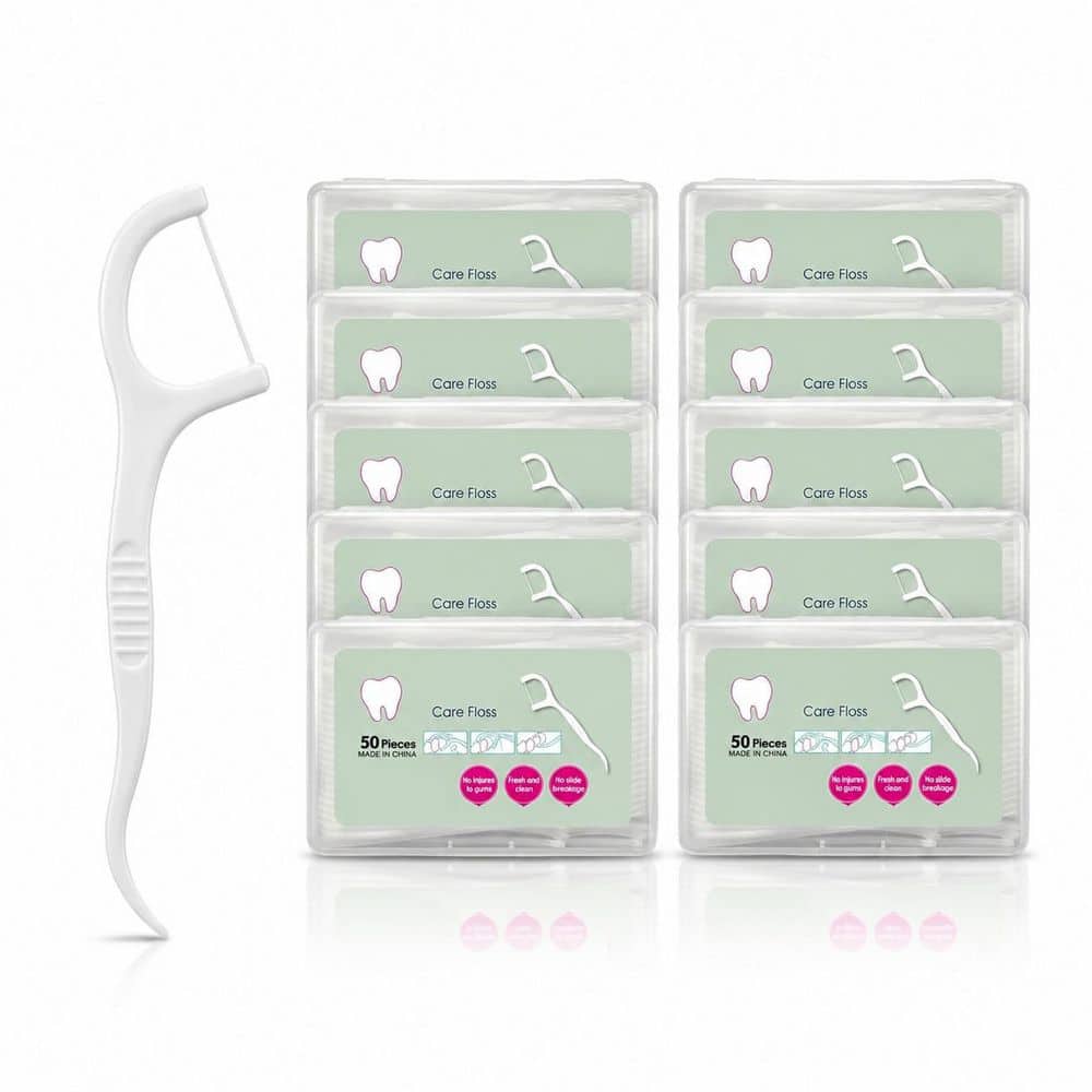 500-Count Unflavored Single-Strand Dental Floss Picks for Tight Teeth and Sensitive Gums, 10-Pack