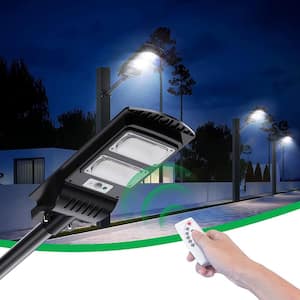 200-Watt Equivalent Black 4000 Lumens Motion Sensor Dusk to Dawn Integrated LED Flood Light with Remote Control 2 pack