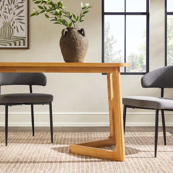 Modern Natural Solid Wood 70 in. Sled Dining Table with Geometric Leg Design (Seats 6)