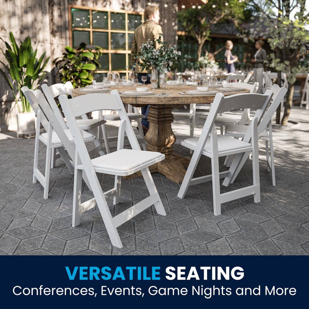 Hercules Series 30.5" White Beechwood Folding Chair with Vinyl Seat