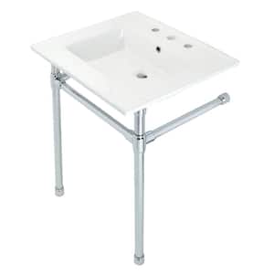 Dreyfuss Ceramic White Console Sink Basin and Leg Combo in Chrome