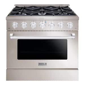BOLD 36" 5.2 Cu.Ft 6 Burner Freestanding Single Oven Dual Fuel Range with Gas Stove and Electric Oven in Stainless steel