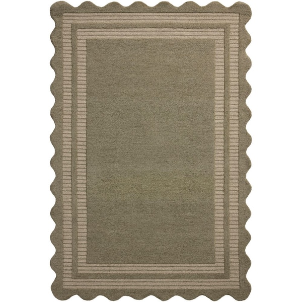 Chris Love Julia Scottie Olive / Pebble 3 ft. 6 in. x 5 ft. 6 in. Transitional Accent Rug