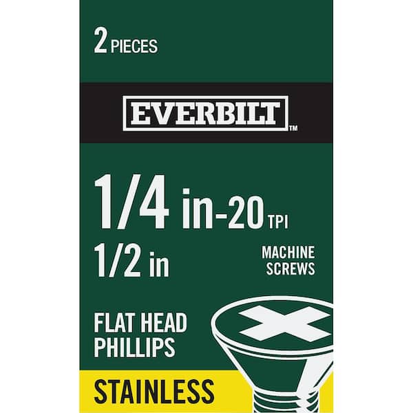 Everbilt 1/4 in.-20 x 1/2 in. Phillips Flat-Head Machine Screws (2-Pack)