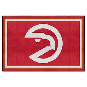 NBA Retro Atlanta Hawks Red 5 ft. x 8 ft. Plush Area Rug