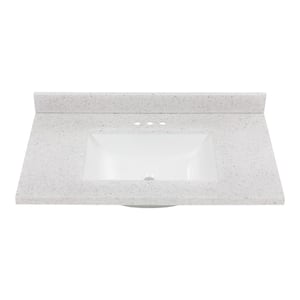 37 in. W x 22 in. D Engineered Stone Composite White Rectangular Undermount Single Sink Vanity Top in Starry Sky