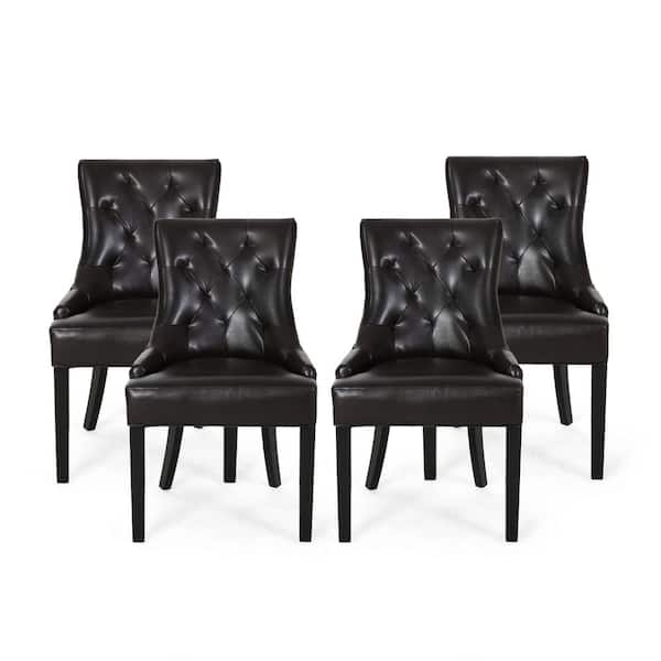 Noble House Hayden Brown Upholstered Dining Chairs (Set of 4)