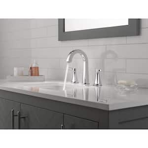 Lorna 8 in. Widespread Double Handle Bathroom Faucet with Drain Kit Included in Spotshield Brushed Nickel