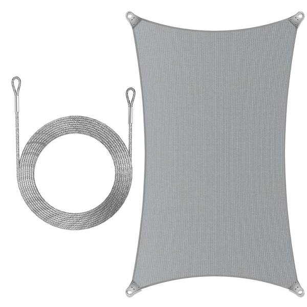 Super Ring 22 ft. x 22 ft. Sun Shade Sail with Cable-Grey