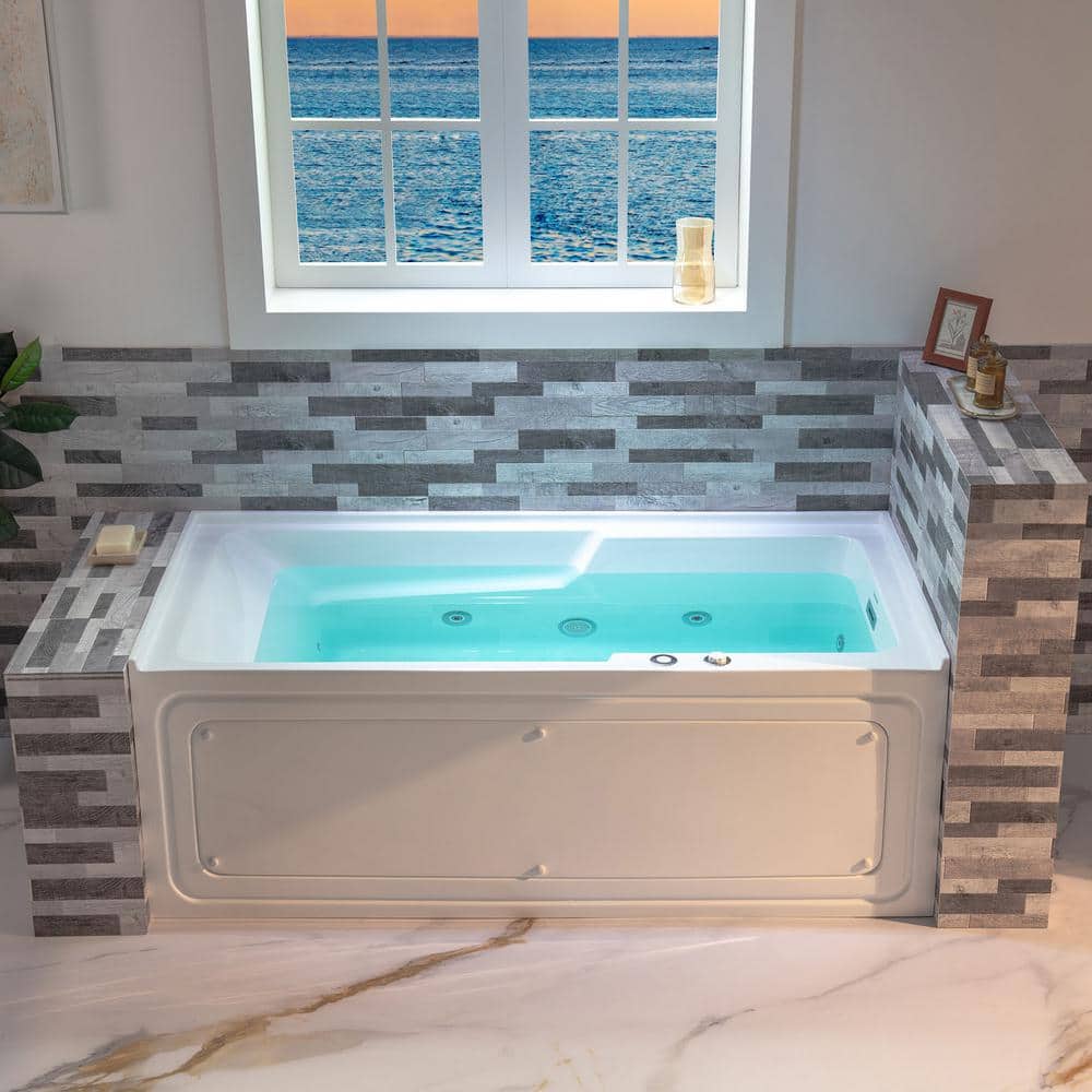 WOODBRIDGE Eurek 60 in. Alcove Acrylic Rectangular Whirlpool Heated