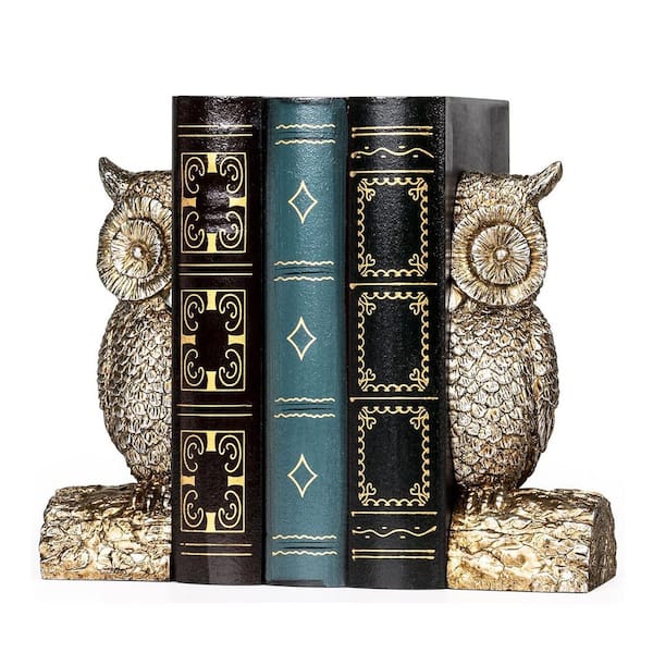 3.3"D x 8.9"W x 6.5"H Vintage Resin Owl Bookends,Anti-Slip Decorative Book Holder for Shelves, Home/Office Decor