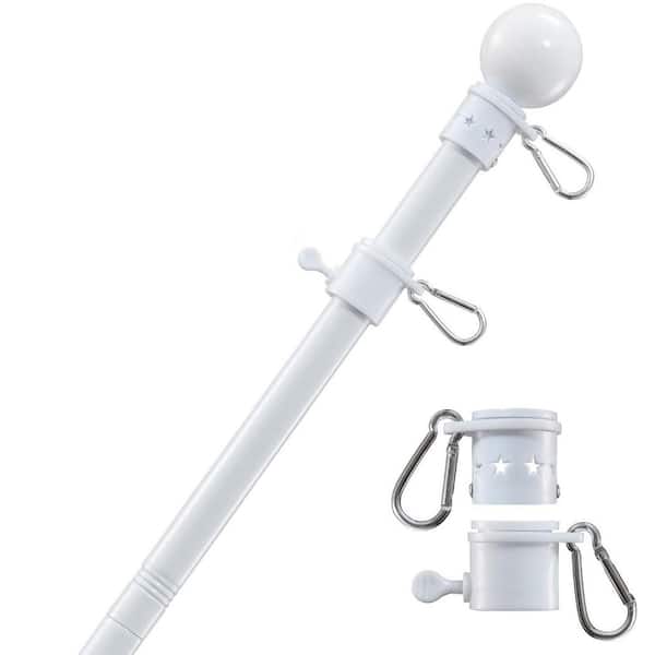 Phewnyzo 5 ft. Stainless Steel Flagpole Holder Adjustable-White