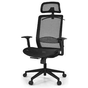 Mesh Headrest Armrest Seat Height Adjustable Reclining Ergonomic Office Chair Task Chair with Lumbar Support in Black