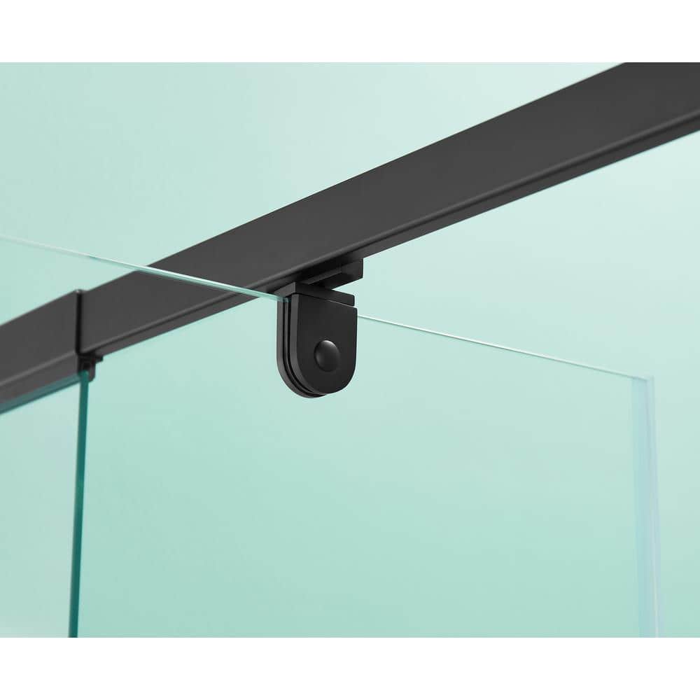 Matte Black Framed Pivot Shower Door with Clear Glass