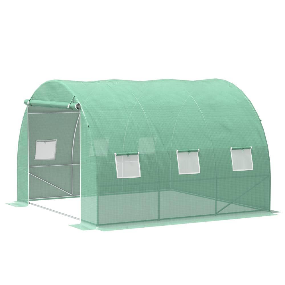 10 ft. x 10 ft. x 6.5 ft. Steel Planter Walk-In Tunnel Hoop Greenhouse with