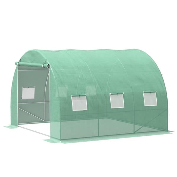 Unbranded 10 ft. x 10 ft. x 6.5 ft. Steel Planter Walk-In Tunnel Hoop Greenhouse with PE Cover