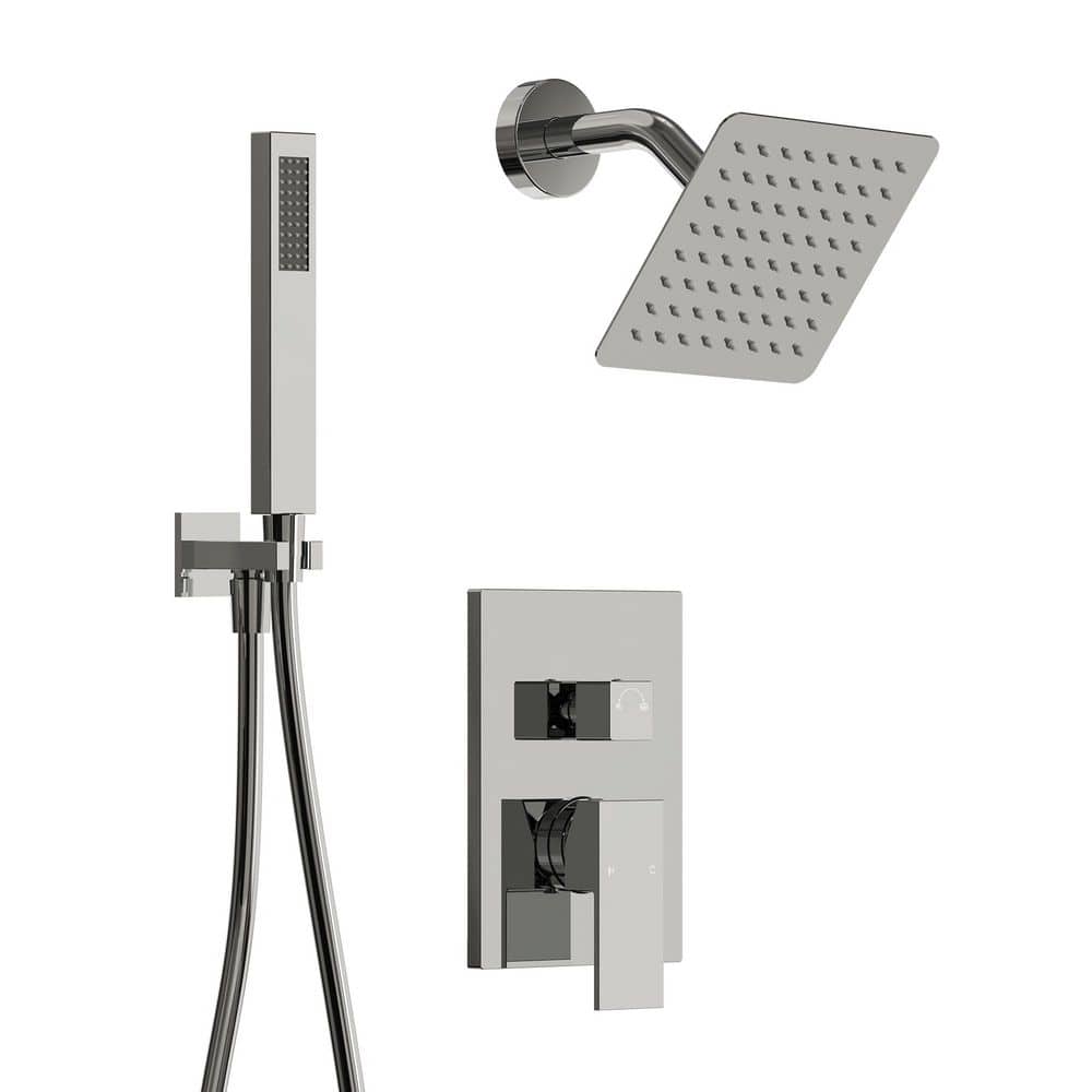 TMGG40QEC クローム シャワーヘッド GRANDJOY 6 in. 2-Spray Square High Pressure Wall Bar Shower Kit