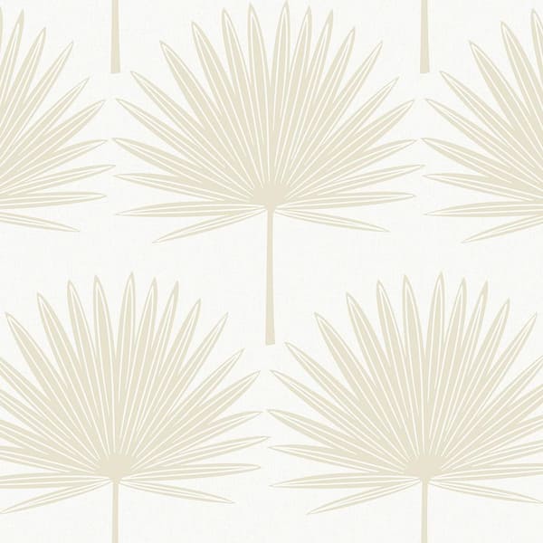 Sandstone and Off-White Stamped Palm Vinyl Peel and Stick Wallpaper Roll (Covers 28 sq. ft. )