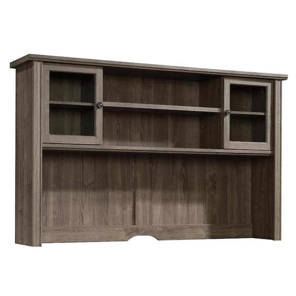 SAUDER Hammond Emery Oak Hutch with Tempered Glass Doors