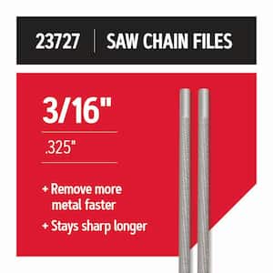 3/16 in. Round Saw Chain Files (2-Pack) for Sharpening 0.325 in. Pitch Saw Chain 23727