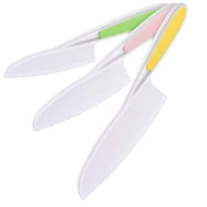 3-Piece Plastic Material Safety Knife Set for Kids - Yellow, Pink and Light Green