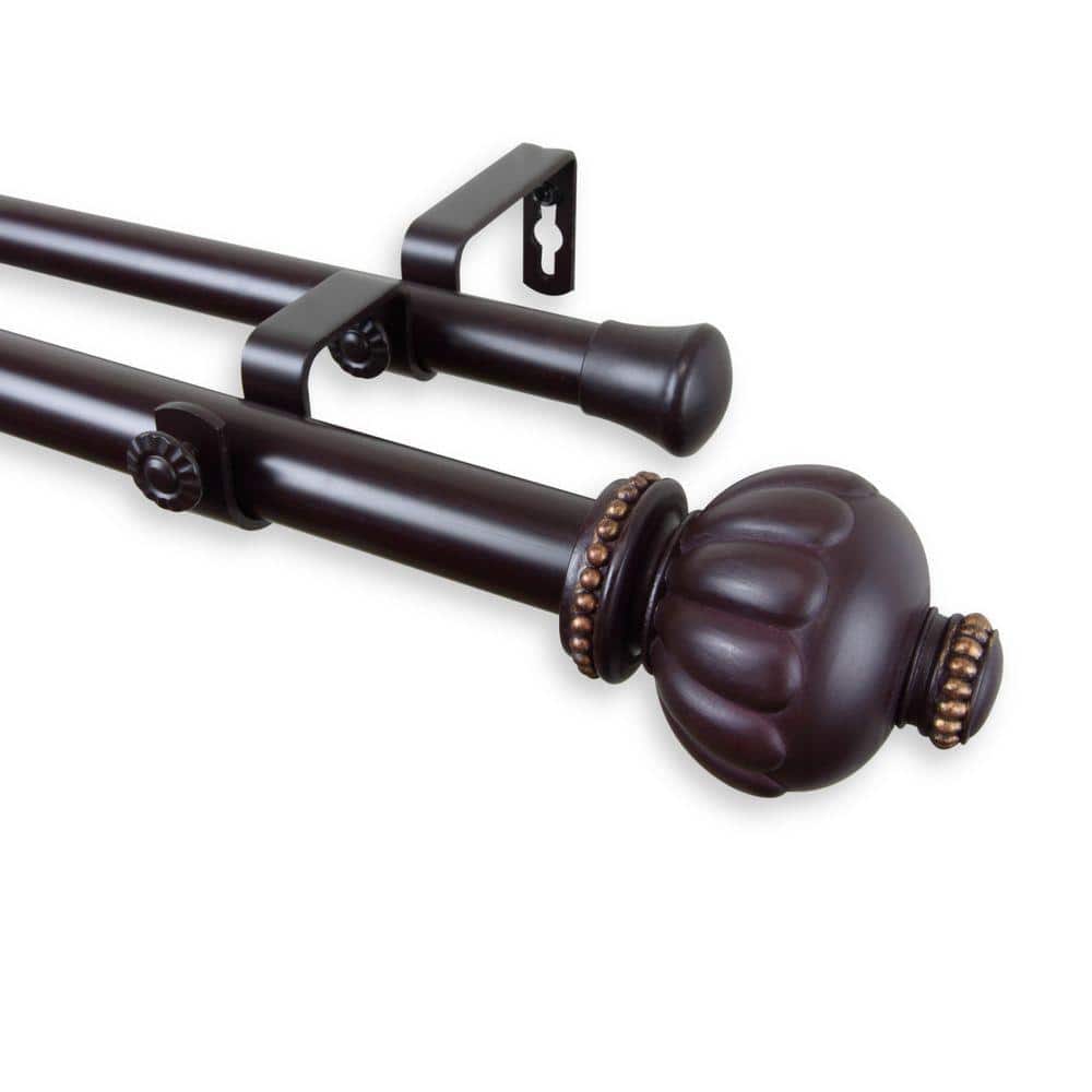 48 in. - 84 in. Telescoping 1 in. Double Curtain Rod Kit in Mahogany with Selma Finial price history on PriceWatchPro