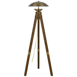 55 in. Brass 1 Dimmable (Full Range) Tripod Floor Lamp for Living Room with Metal Dome Shade