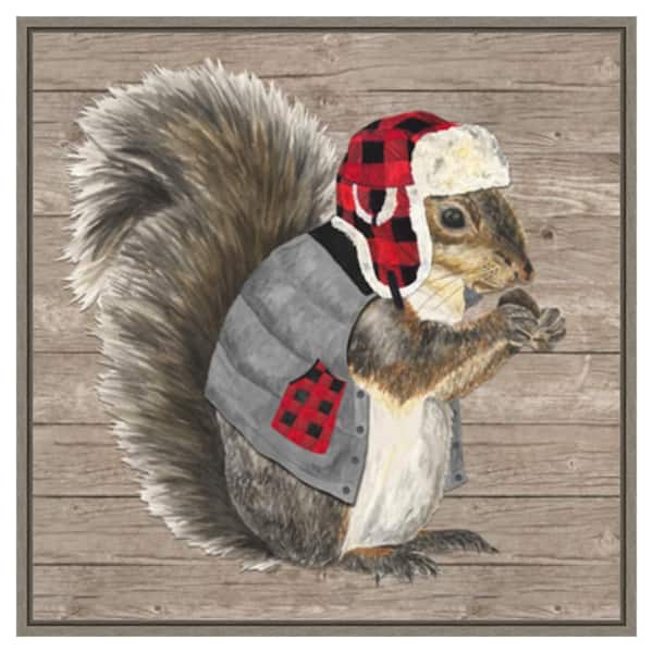 Amanti Art Warm in the Wilderness Squirrel by Tara Reed 30 in. W x 30 in. H Canvas Float Frame in Gray