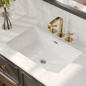 24 in. Porcelain Ceramic Rectangular Undermount Bathroom Sink in White with Overflow Drain
