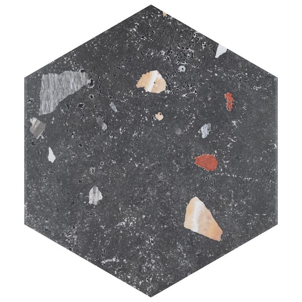 Merola Tile Sonar Hex Black 8-5/8 in. x 9-7/8 in. Porcelain Floor and Wall Tile (11.5 sq. ft./Case)
