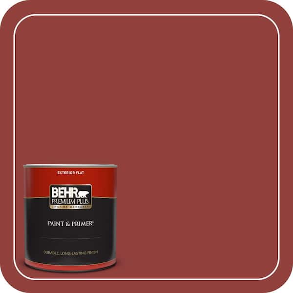 BEHR PREMIUM PLUS 1 qt. #S-H-180 Awning Red Flat Exterior Paint & Primer