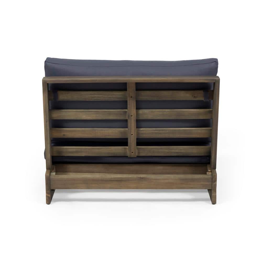 Louise Acacia Gray Outdoor Armless Lounge Chair with Dark Gray Cushion