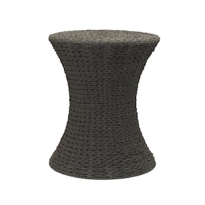 18 in. W Drum Round Side Table in Gray Paper Rope