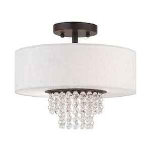 Carlisle 13 in. 2-Light English Bronze Semi-Flush Mount