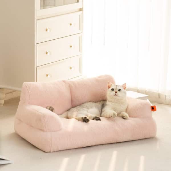 Unbranded 26 in. L x 14.56 in. W x 13 in. D Small Pink Pet Couch Bed Washable Cat Beds Dogs Cats up to 25 lbs. Durable Dog Beds