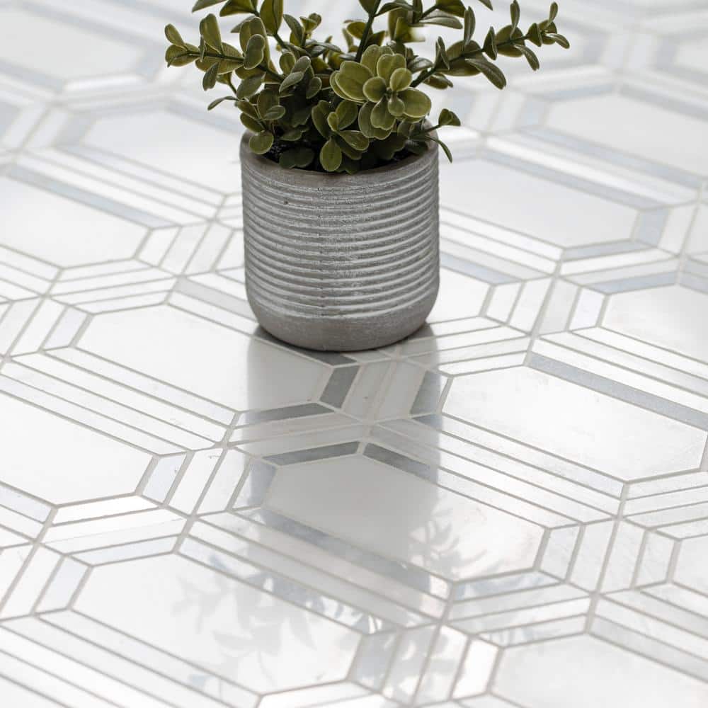 12x12 White and Brown Marble Mosaic Tile Pack