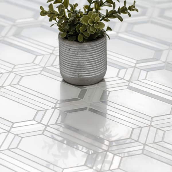 Pavilion Picket 12 in x 12 in. x 10 mm Polished Marble Mesh-Mounted Mosaic Tile ( 10 sq. ft. / case ) Pavilion Picket 12 in x 12 in. x 10 mm Polished Marble Mesh-Mounted Mosaic Tile ( 10 sq. ft. / case )